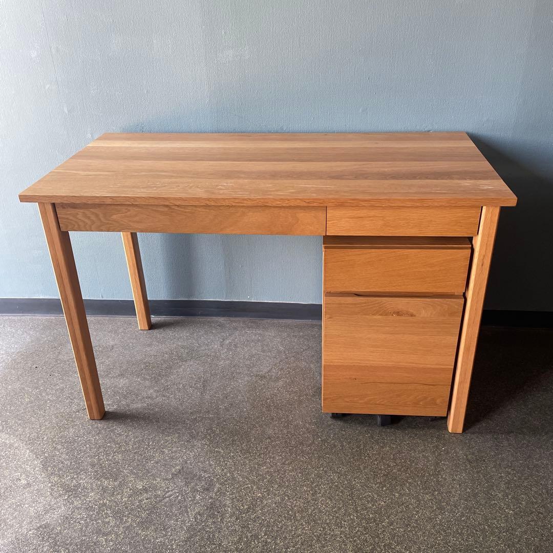 無印良品　デスクキャビネット　キャスター付き　タモ材