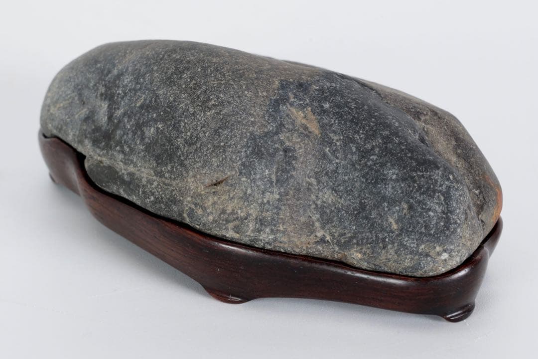 山景石 観賞石 在銘台座付 205g 水石 自然石 景石 盆景 盆石 飾石 小品