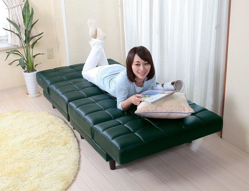 再入荷 3way　2分割ソファベッド　ブラック（ＰＶＣ)