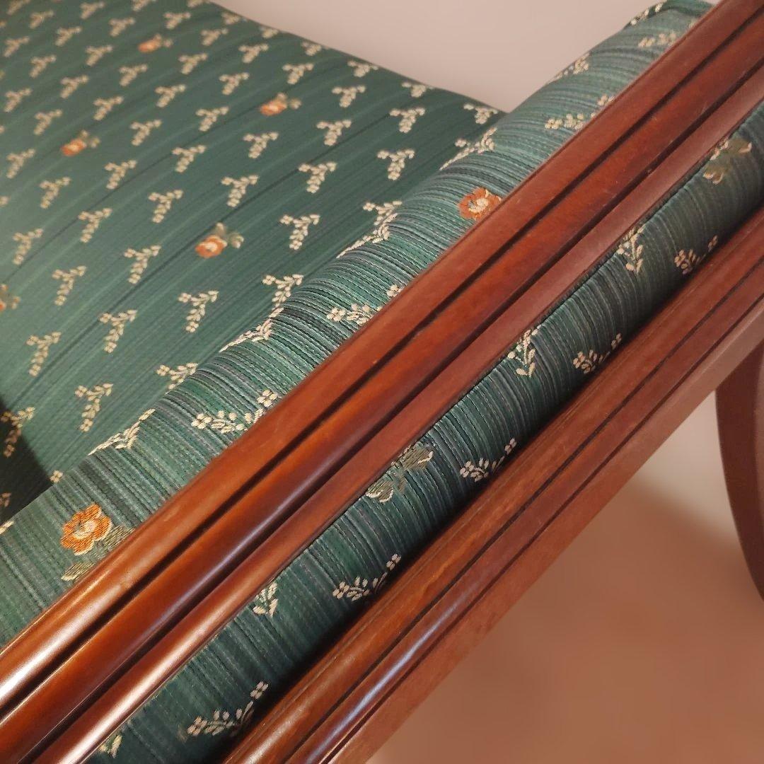 緑色 花柄 クッション付きオットマン