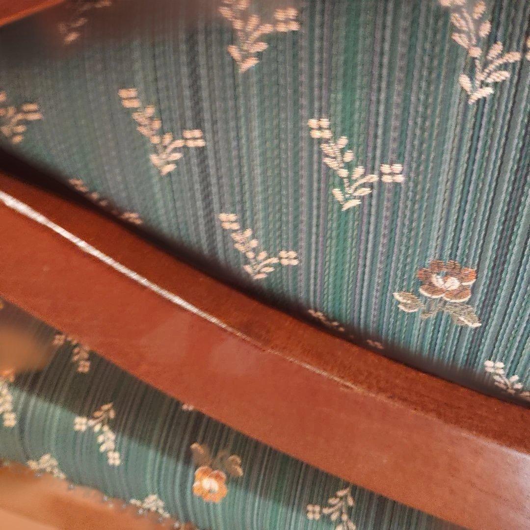 緑色 花柄 クッション付きオットマン