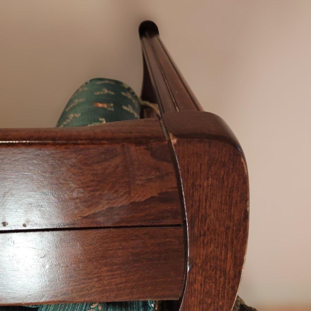 緑色 花柄 クッション付きオットマン