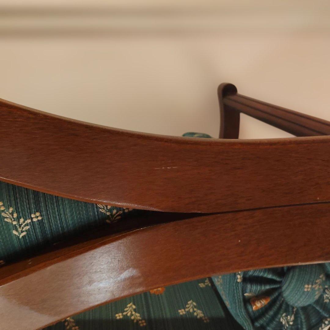 緑色 花柄 クッション付きオットマン