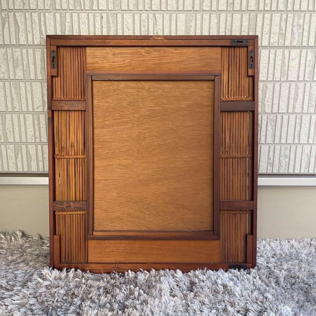 竹製　インテリア　バンブー　鏡　壁掛け　立て掛け　昭和レトロ　　アジアンテイスト