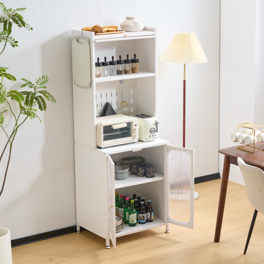 超人気！食器棚 キッチンカウンター スリム キッチン収納 60cm White