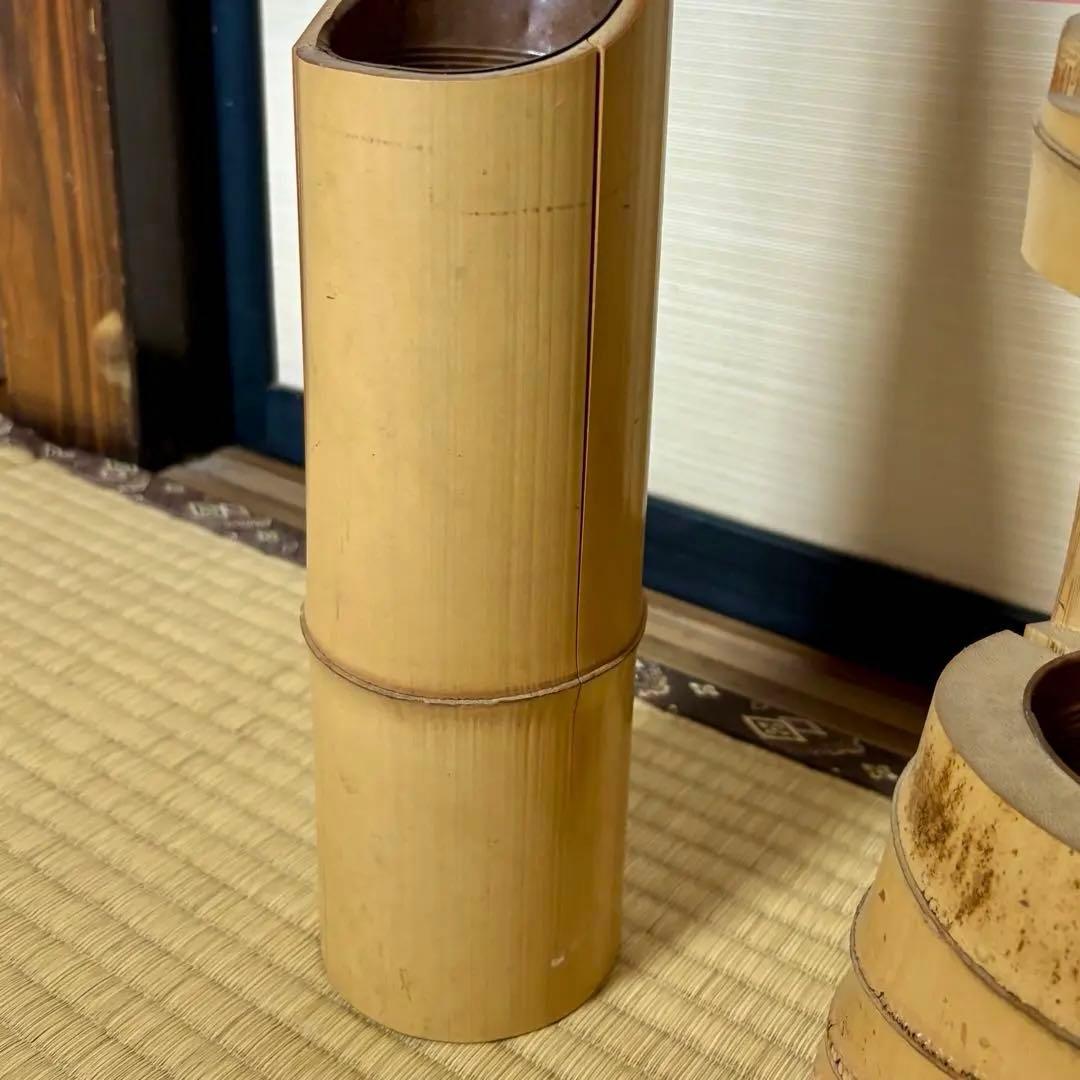 池坊 竹製 花器 鶴 亀 つるとかめ 2点セット - メルカリ