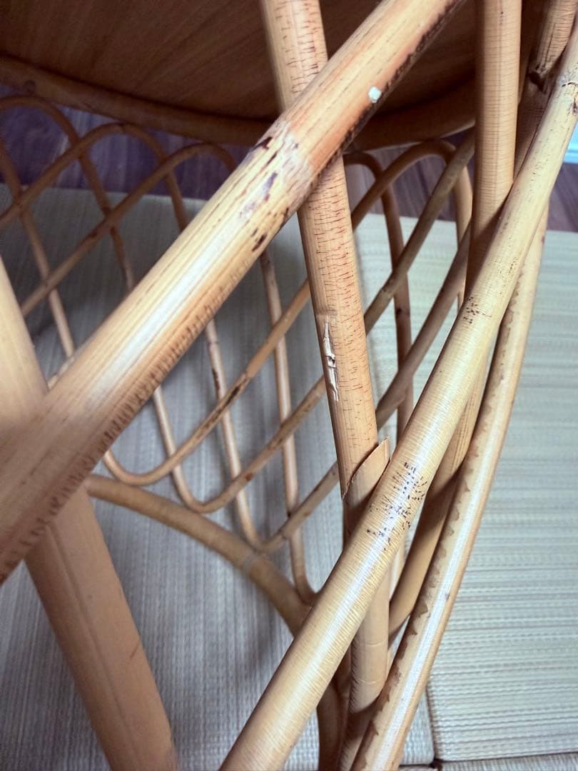 ラウンドテーブル　♡ ラタン×チーク　無垢材