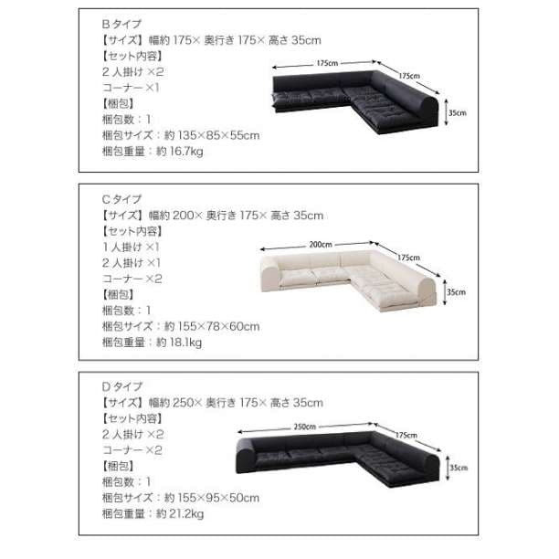 大特価♪　Bタイプ　 日本製 ローソファ フロアーソファ 3人掛け  L字型