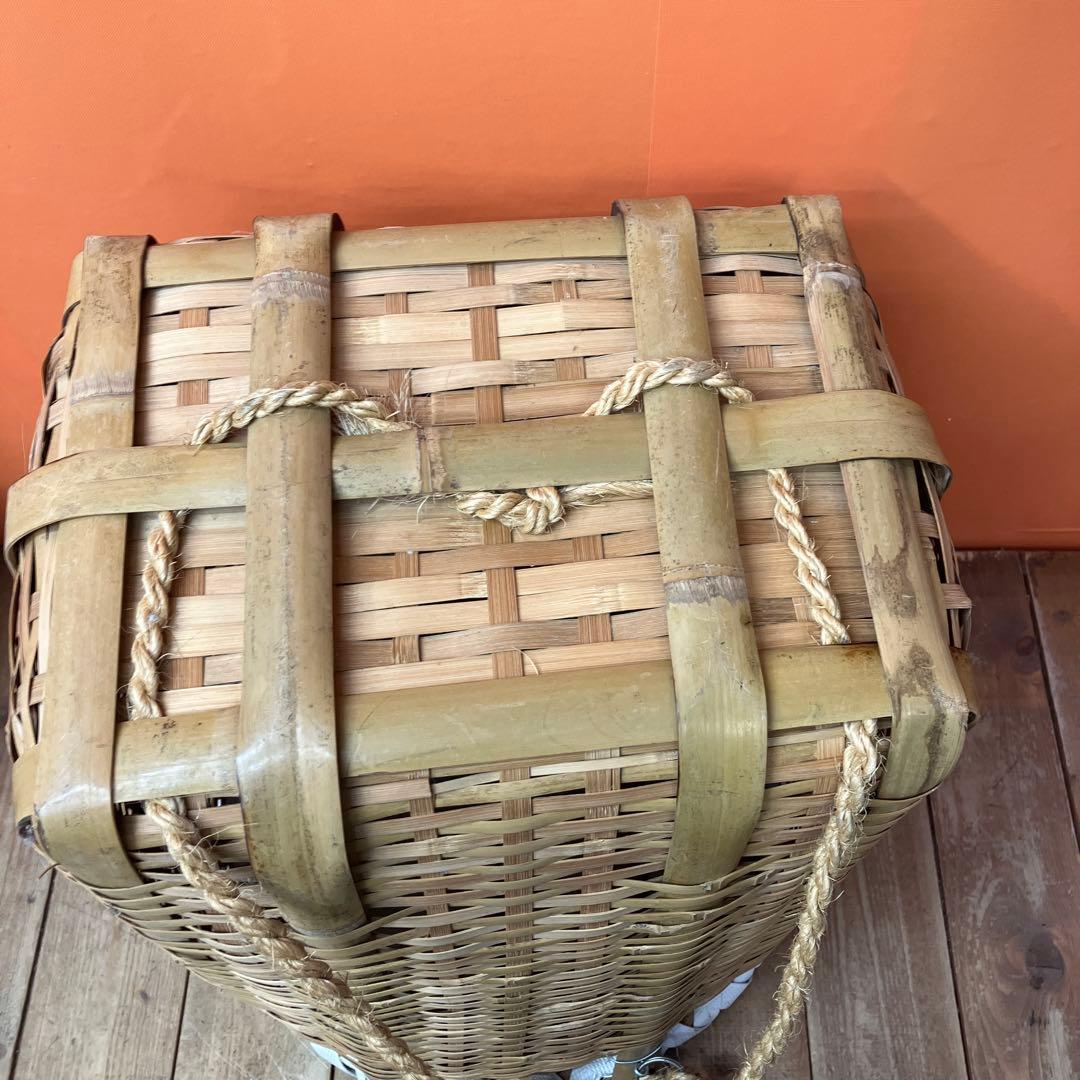 竹籠 背負い籠 竹細工 収穫カゴ 竹カゴ 古道具 昭和レトロ アンティーク ヴィ