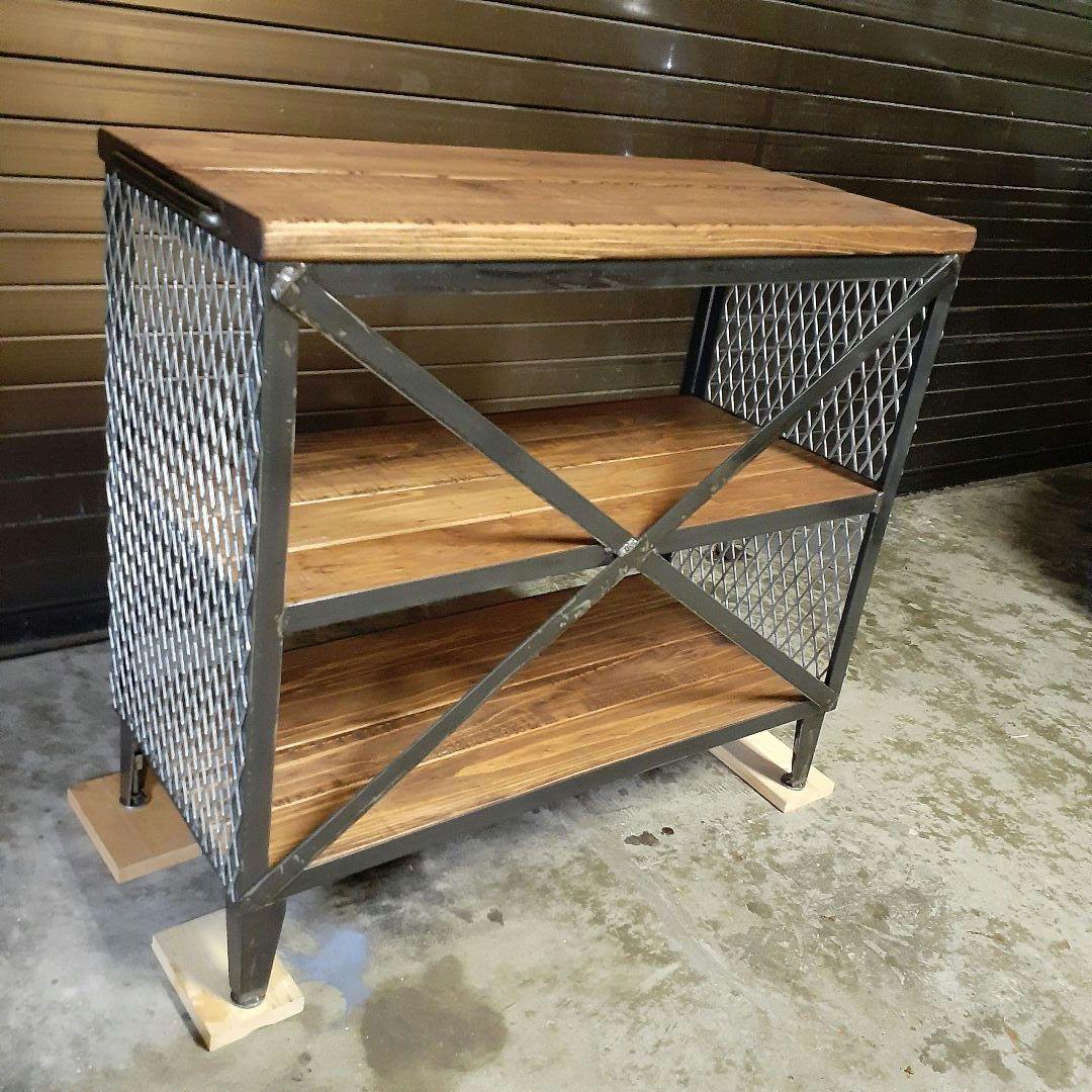 アイアン　シェルフ　ラック　インダストリアル　オープンラック　足場板　男前　棚