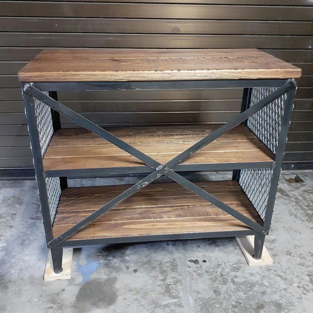 アイアン　シェルフ　ラック　インダストリアル　オープンラック　足場板　男前　棚