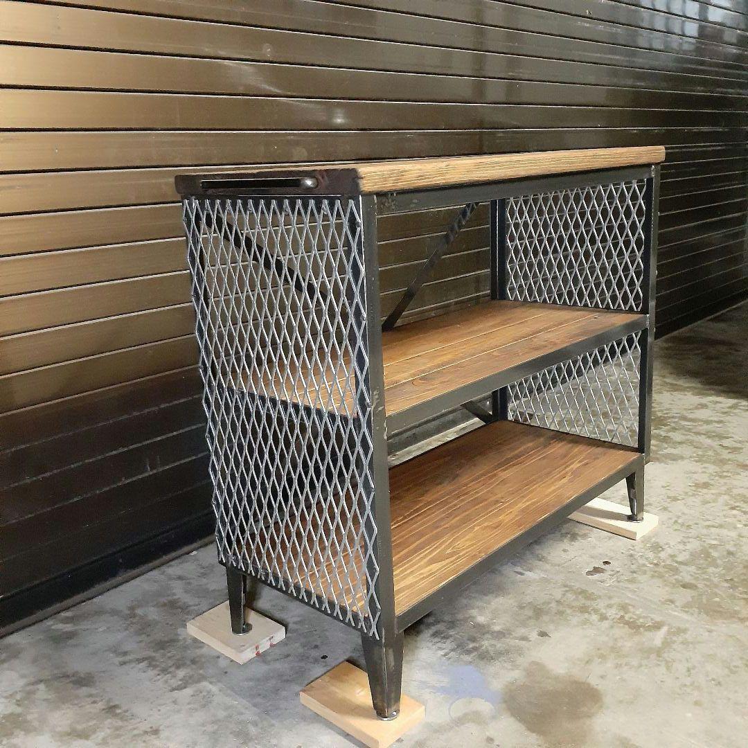 アイアン　シェルフ　ラック　インダストリアル　オープンラック　足場板　男前　棚