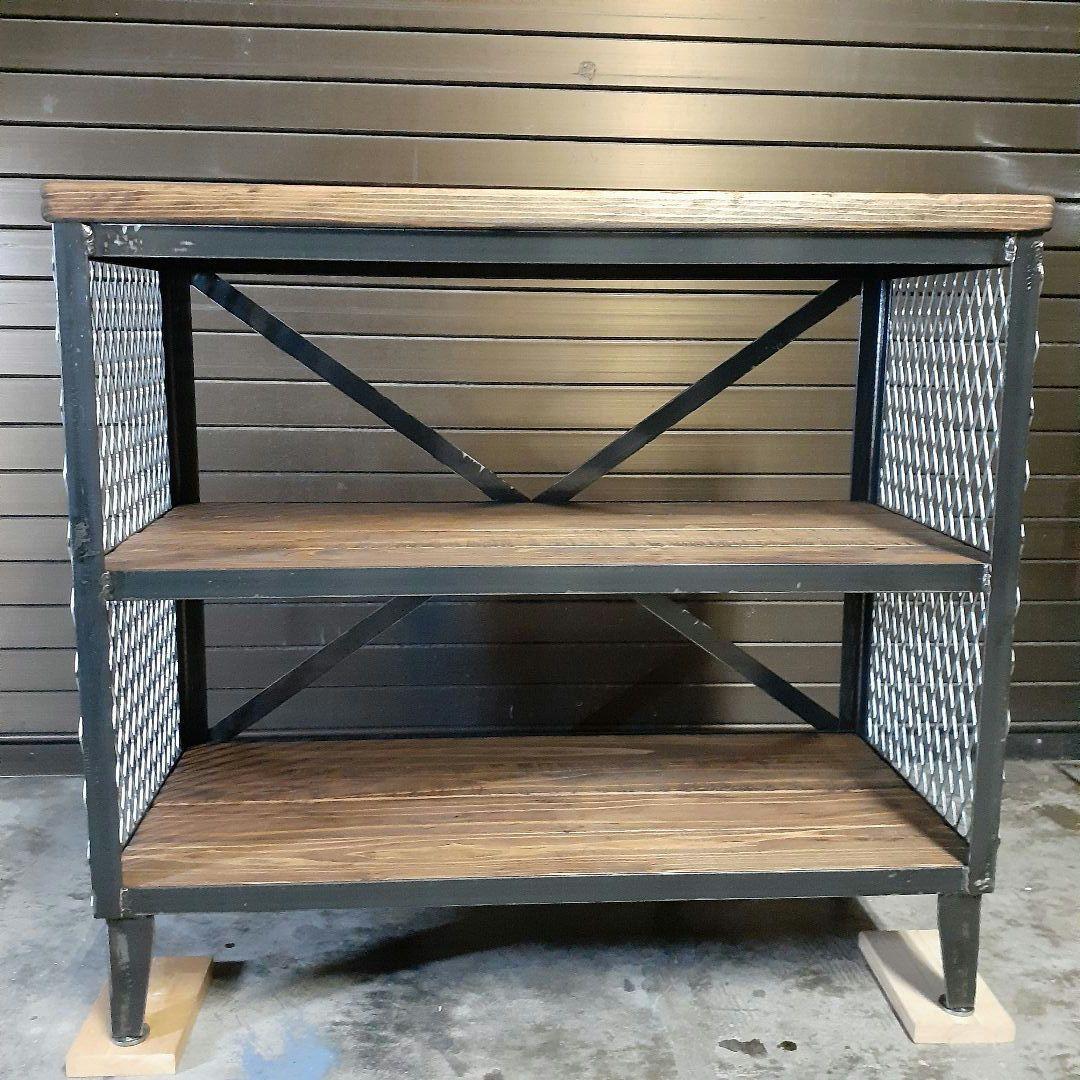 アイアン　シェルフ　ラック　インダストリアル　オープンラック　足場板　男前　棚