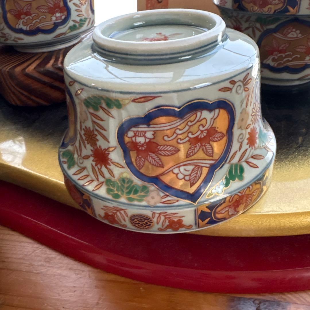 【高級】林九郎四方割木甲花紋　蓋物揃