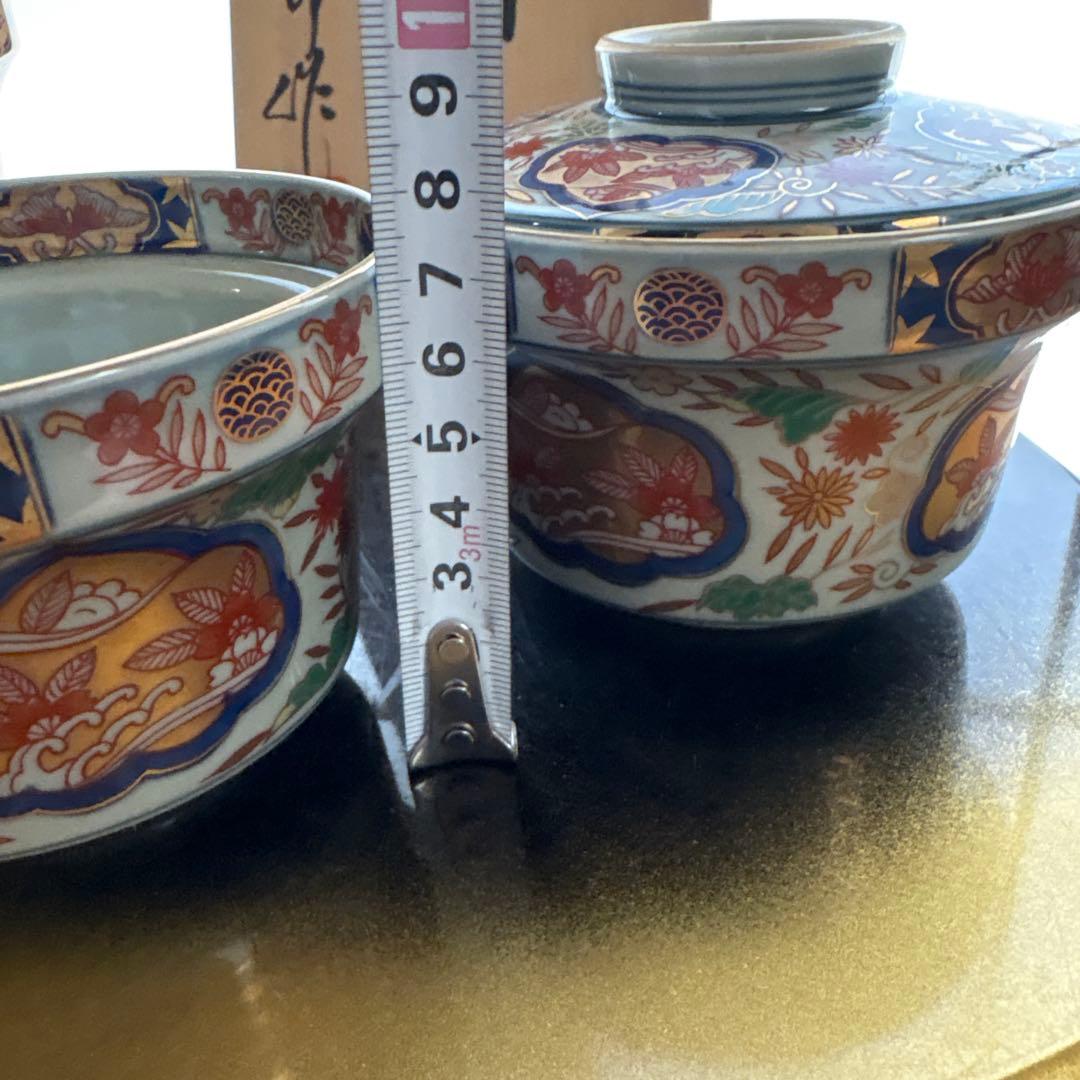 【高級】林九郎四方割木甲花紋　蓋物揃