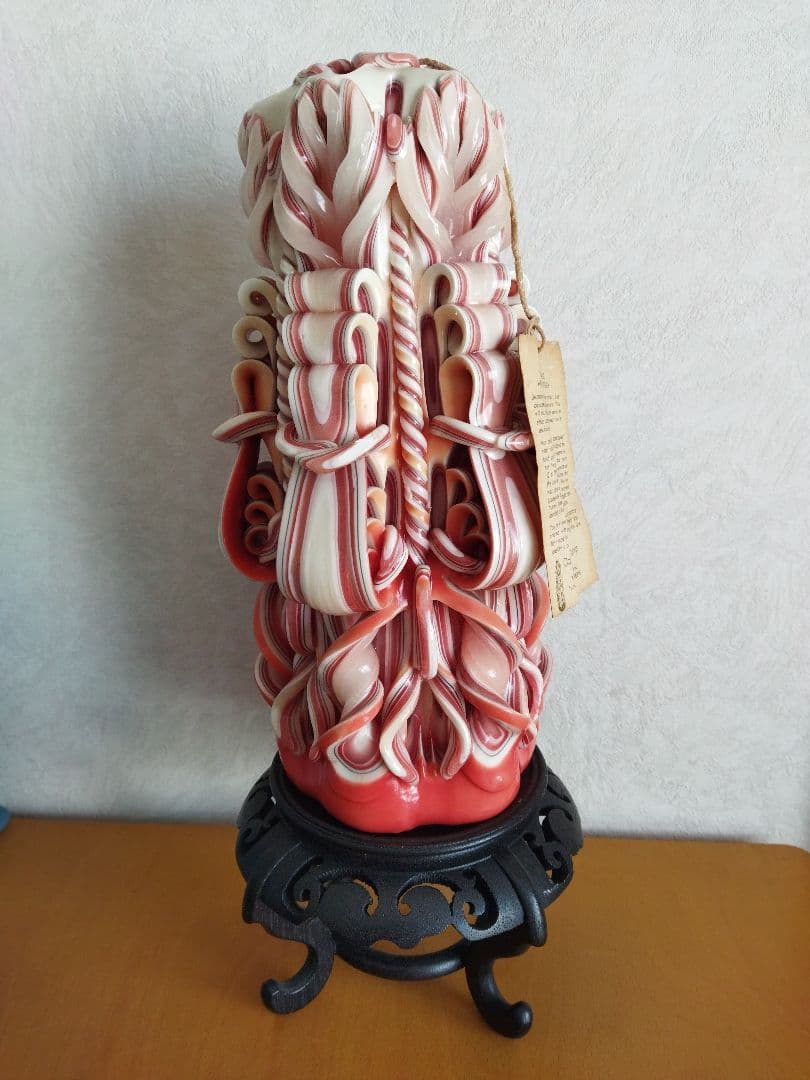 ハワイアンキャンドル 赤と白 スタンド付き