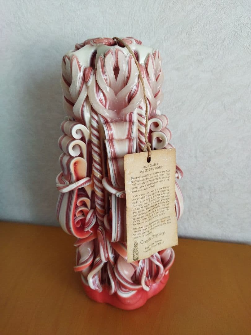 ハワイアンキャンドル 赤と白 スタンド付き