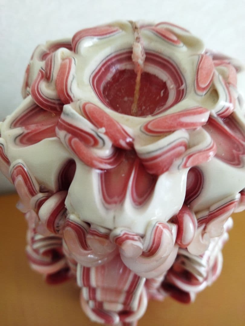 ハワイアンキャンドル 赤と白 スタンド付き