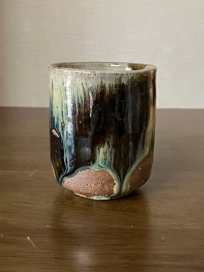 吉野敬子作 朝鮮唐津湯呑 2脚セット 遺作 径7cm 高さ8.5cm