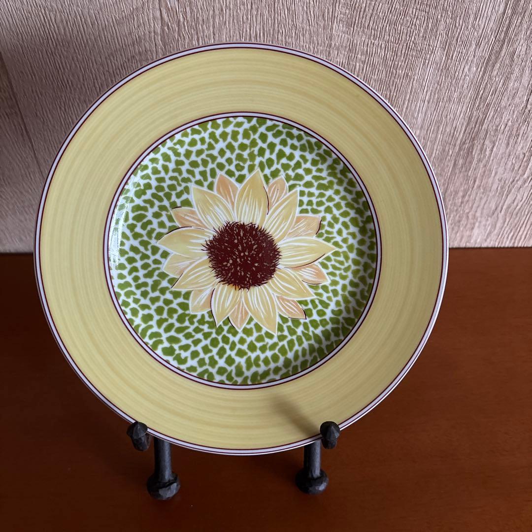 ひまわり柄 陶磁器皿大中セット