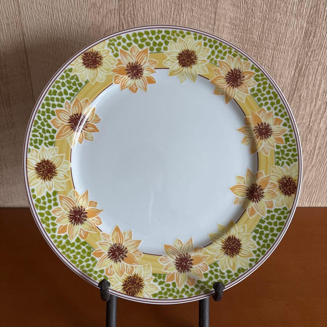 ひまわり柄 陶磁器皿大中セット