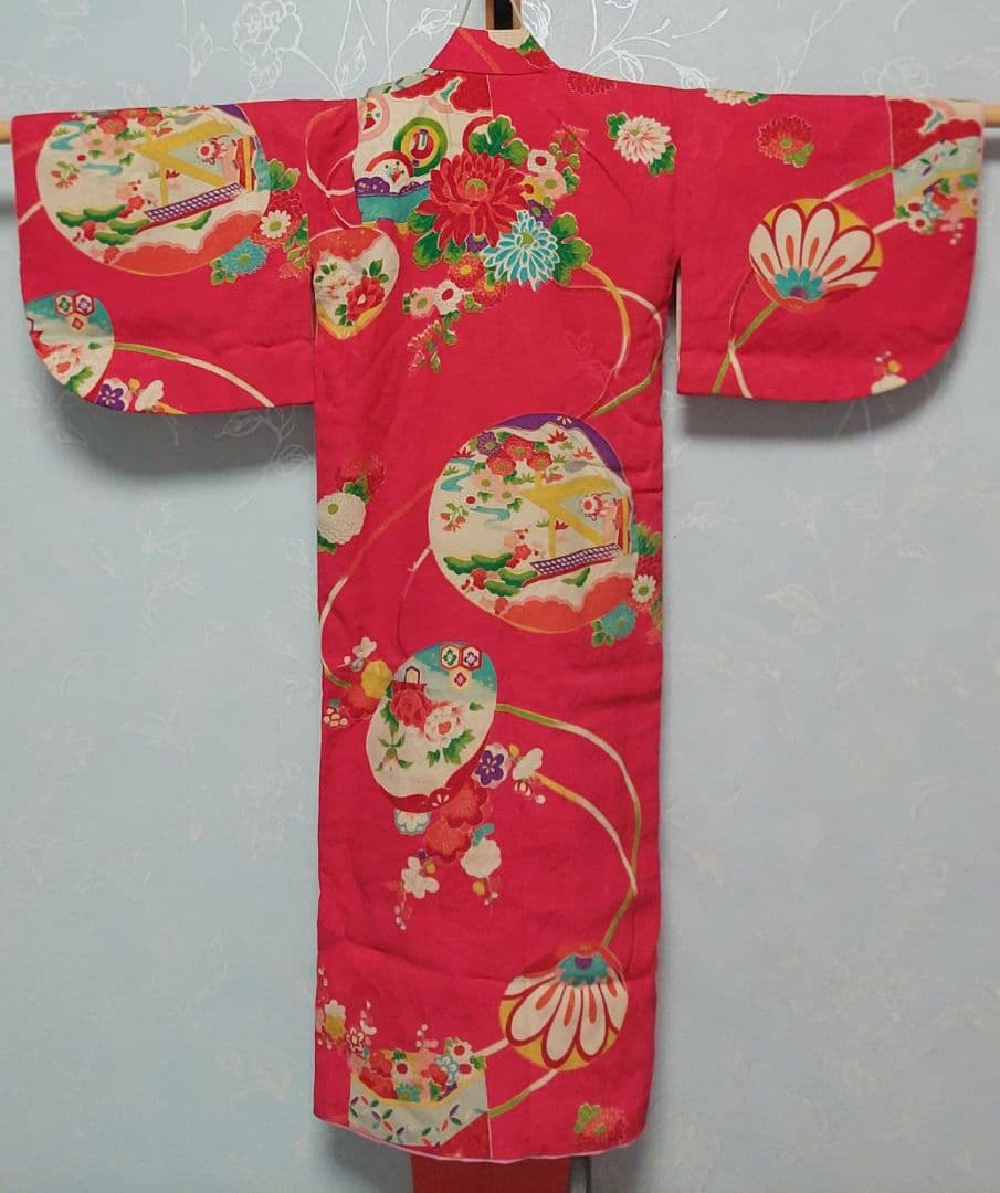 NA184アンティーク子供着物綺麗しつけ糸付き着丈77センチ裄丈24センチ正絹