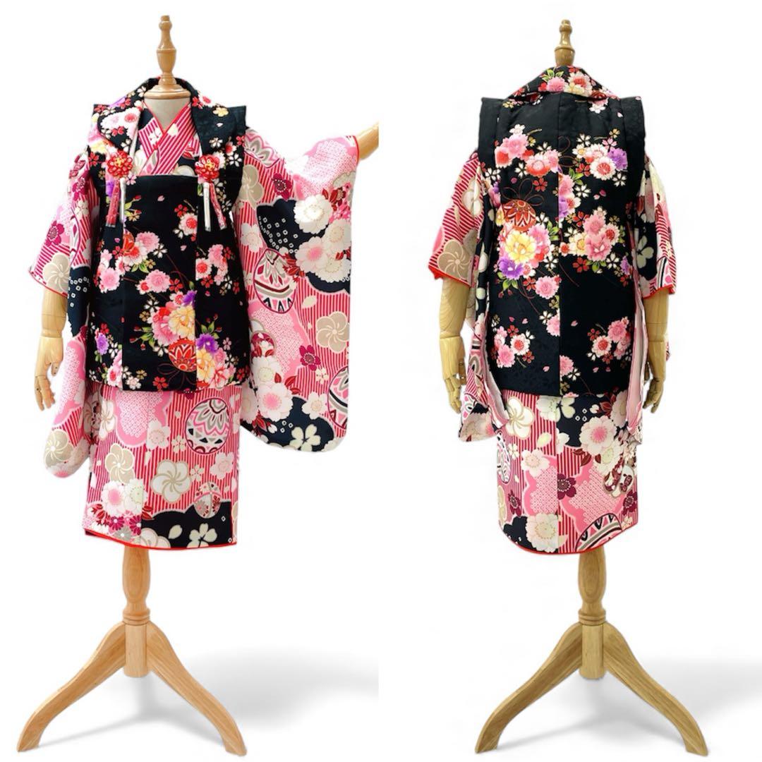 ◎mk-1051　女児　七五三　着物・被布セット　3歳　　11-20