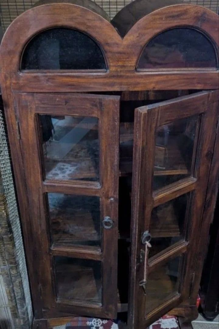 【レア送料無料】アジアンアンティーク調　ドーム型キャビネット　ダークブラウン