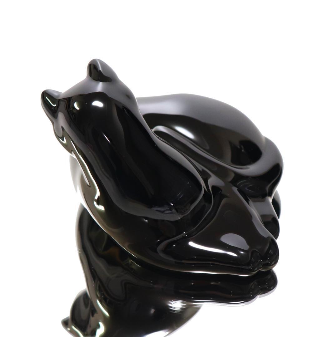 バカラ 激レア大型 約1kg 漆黒の猫 ブラッククリスタルガラス製 フィギュリン