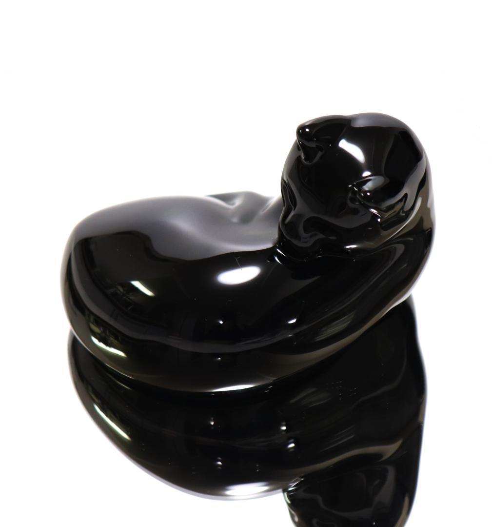 バカラ 激レア大型 約1kg 漆黒の猫 ブラッククリスタルガラス製 フィギュリン