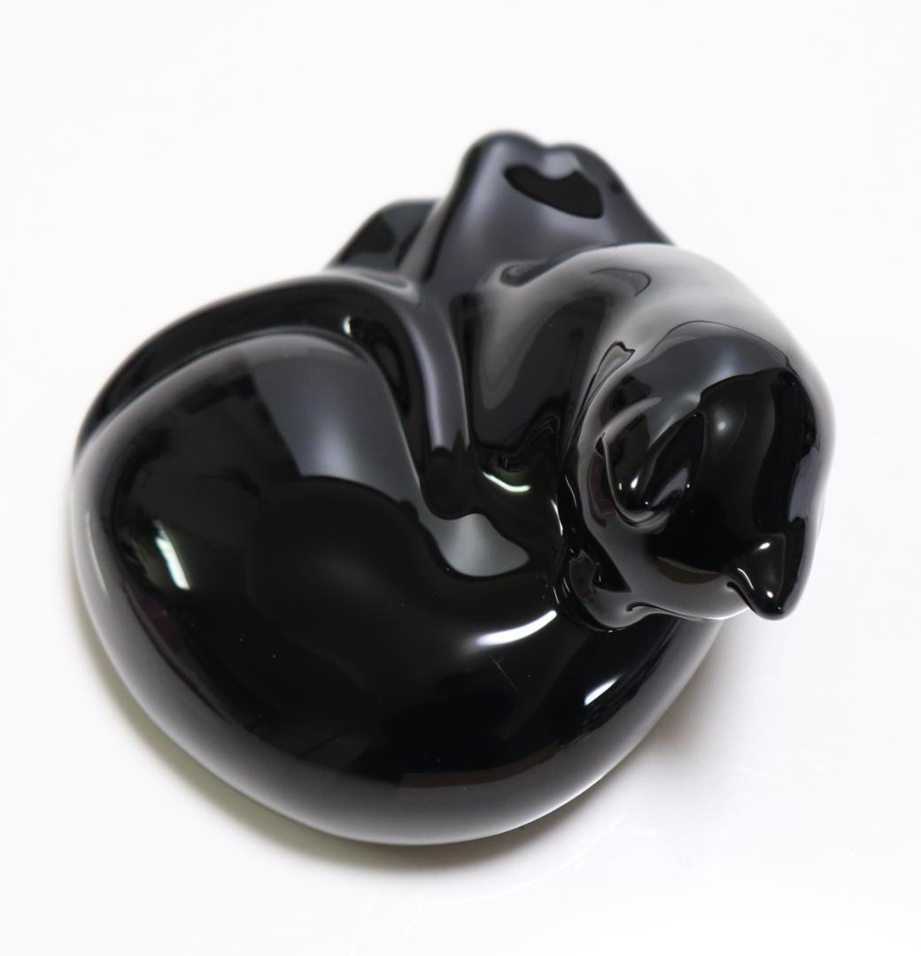 バカラ 激レア大型 約1kg 漆黒の猫 ブラッククリスタルガラス製 フィギュリン