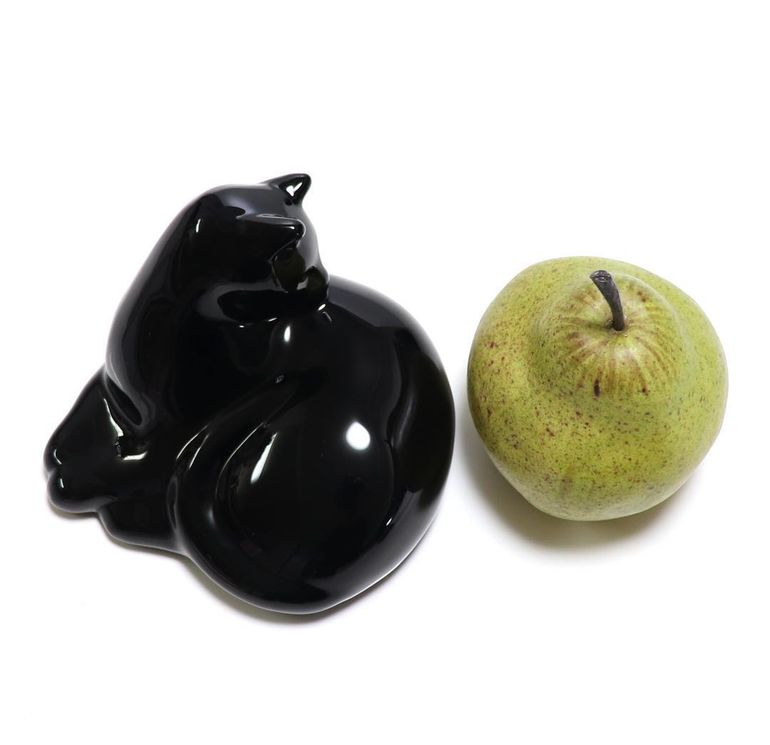 バカラ 激レア大型 約1kg 漆黒の猫 ブラッククリスタルガラス製 フィギュリン