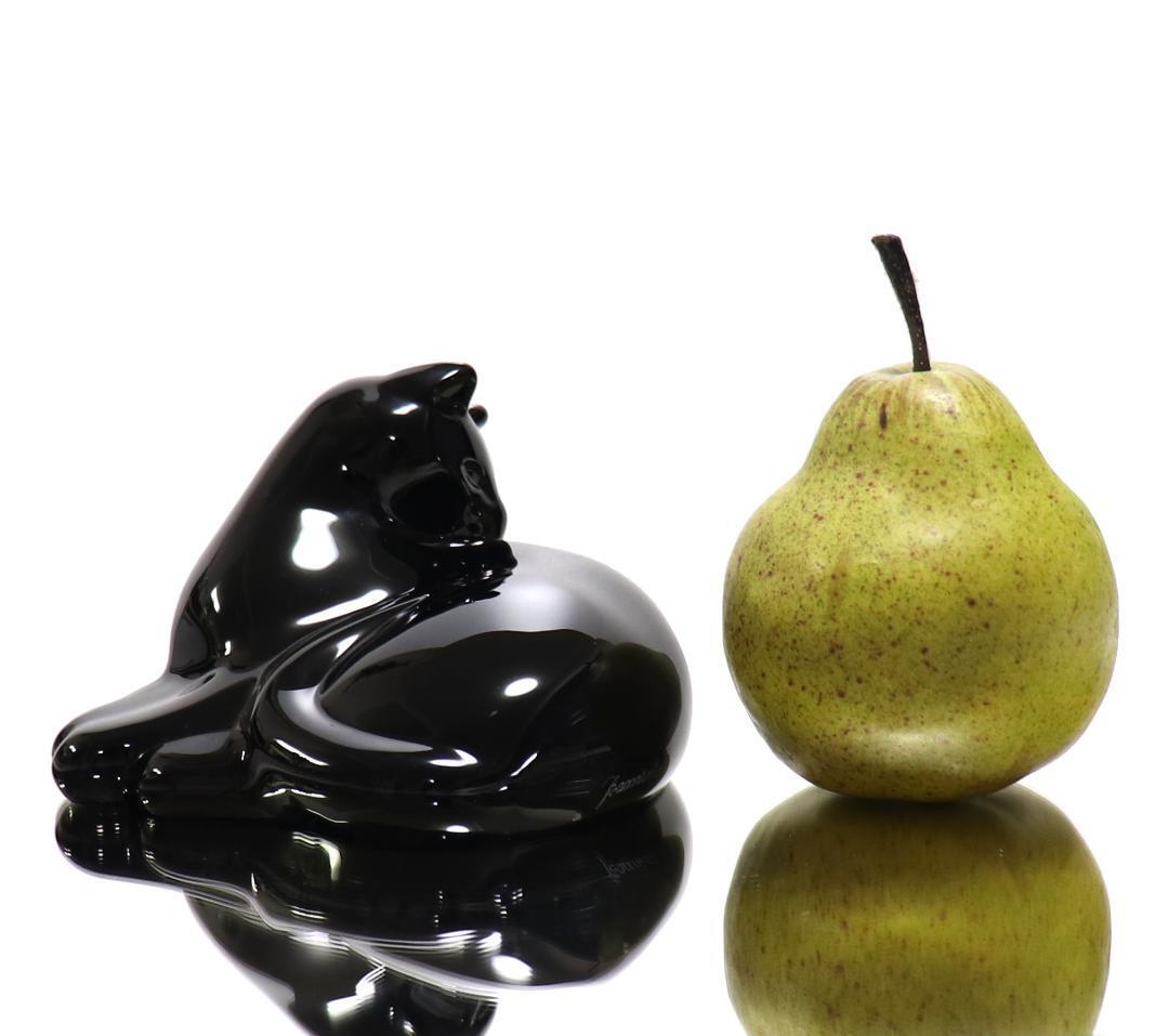 バカラ 激レア大型 約1kg 漆黒の猫 ブラッククリスタルガラス製 フィギュリン