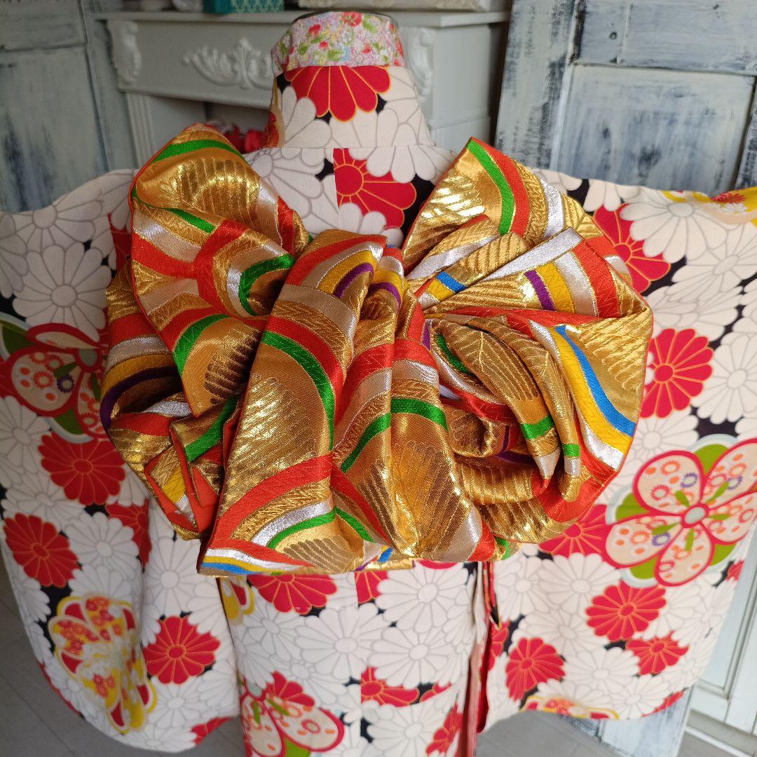 アンティーク菊の花尽くしの着物と作り帯セット