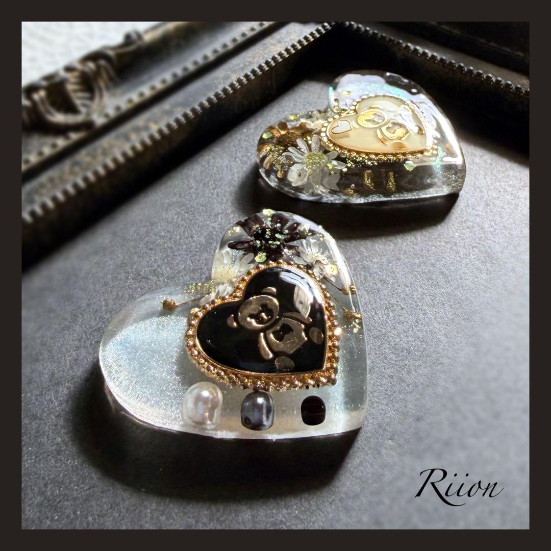 no.1128❤︎‪ꫛꫀꪝテディベアハートフロラルヘアゴム‪‪❤︎‬ホワイト‬‬