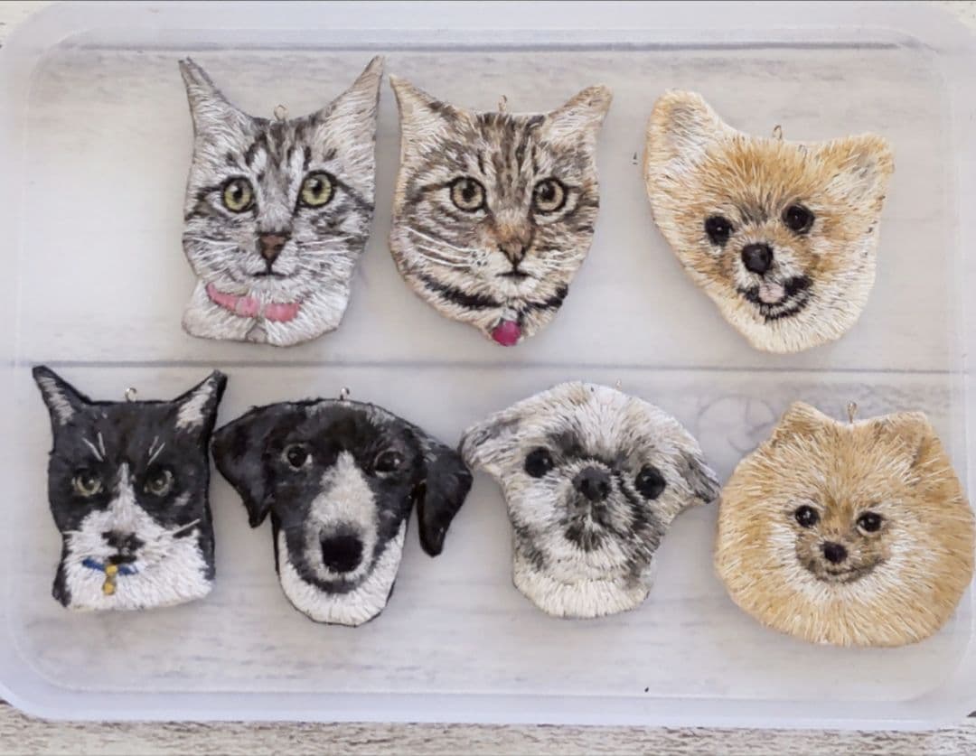 刺繍アート 犬猫モチーフ