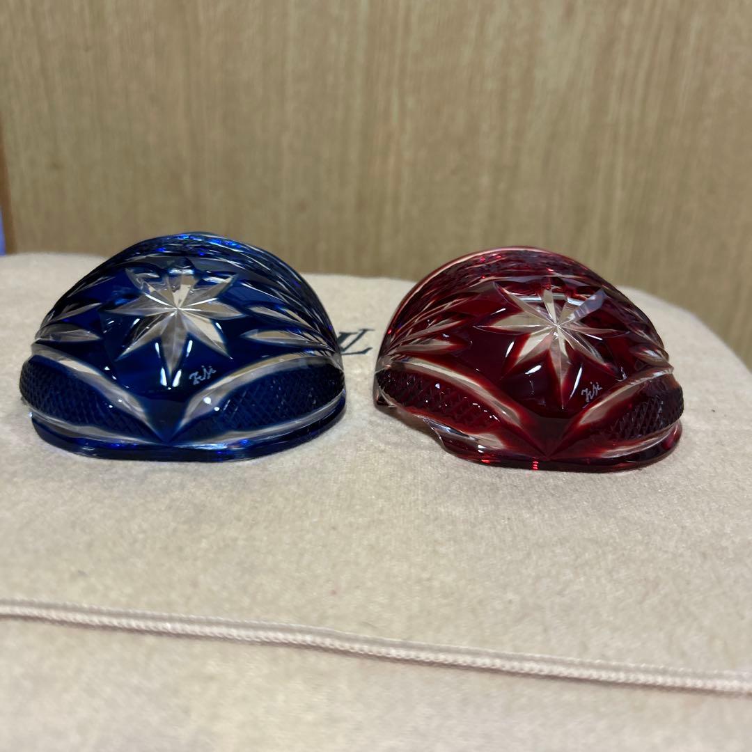 薩摩切子小鉢（青色・赤色）2個セットです。メルカリ発送です。