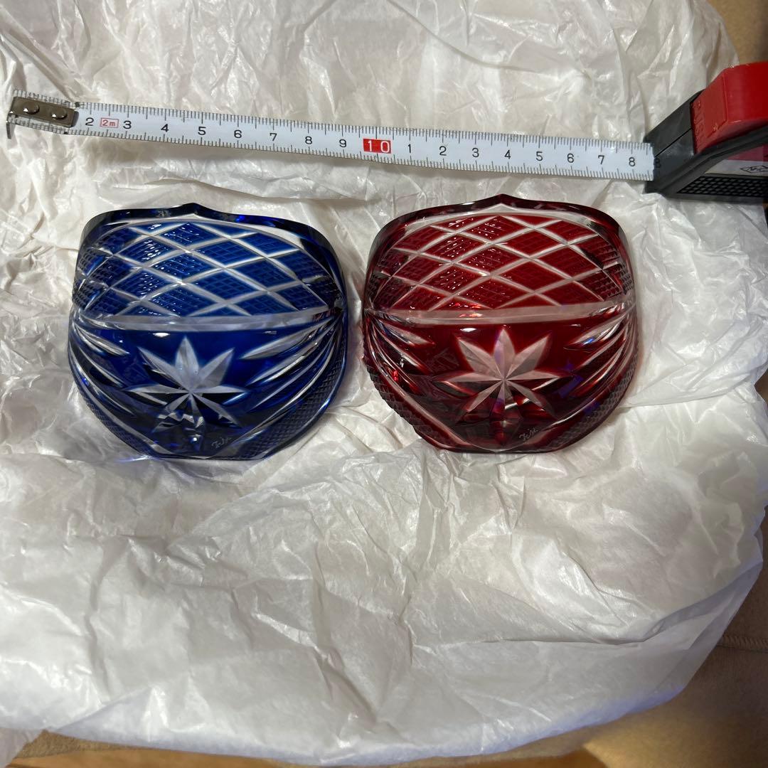 薩摩切子小鉢（青色・赤色）2個セットです。メルカリ発送です。