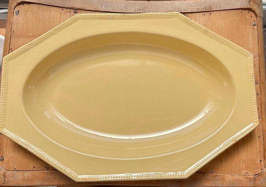 フランスアンティーク アプト APT 黄釉 八角 オーバル 深皿 オクトゴナル