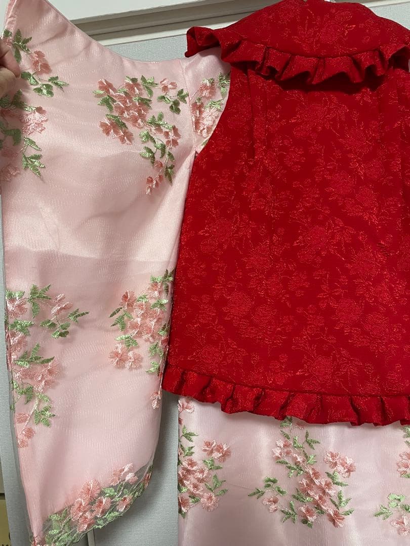 キャサリンコテージ　七五三　着物　草履　足袋　３歳　100サイズ　赤　ピンク