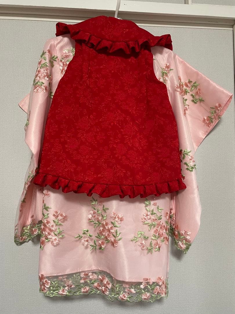 キャサリンコテージ　七五三　着物　草履　足袋　３歳　100サイズ　赤　ピンク