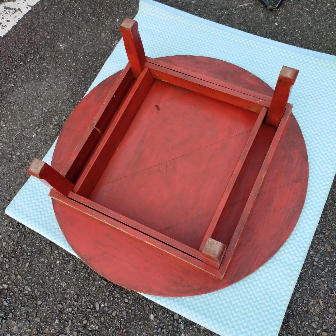 昭和レトロ　ちゃぶ台　アンティーク家具　折りたたみ丸テーブル