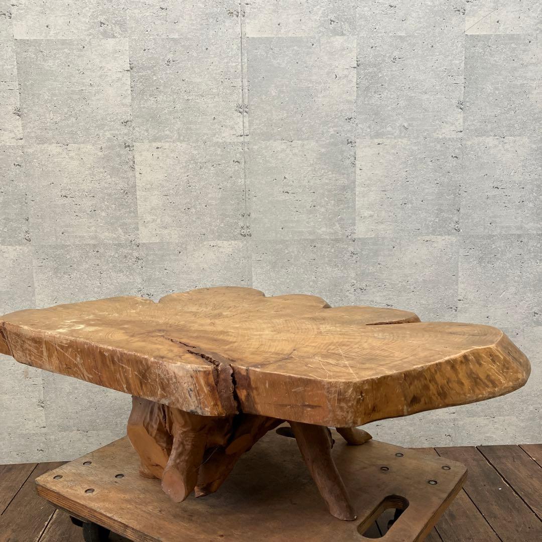 昭和レトロ 木製 一枚板 八咫烏 脚付き 座卓 センターテーブル ローテーブル