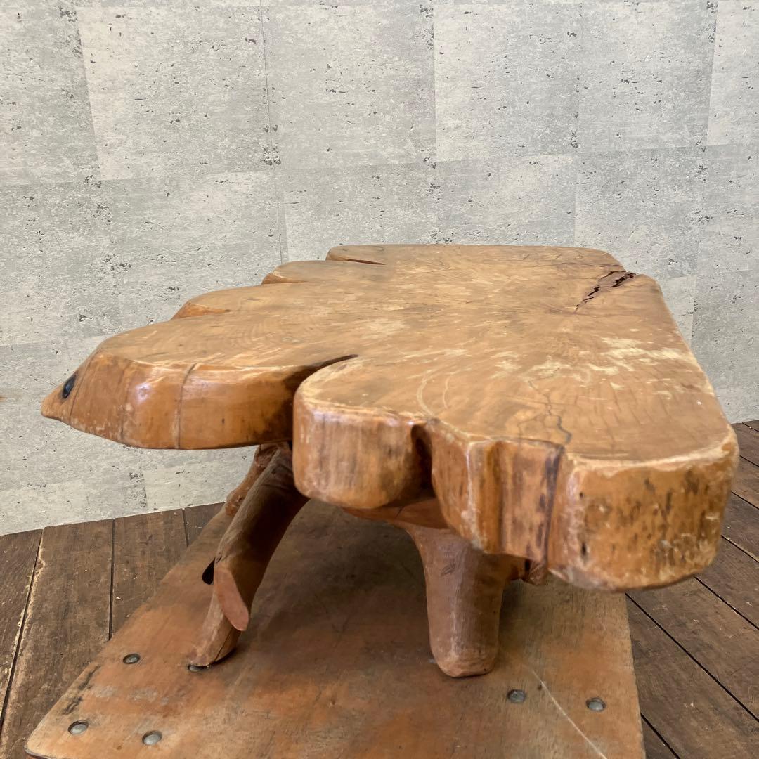 昭和レトロ 木製 一枚板 八咫烏 脚付き 座卓 センターテーブル ローテーブル