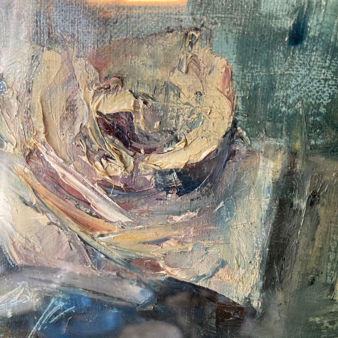 T.kuroda バラの油彩画 アンティーク 黒田保