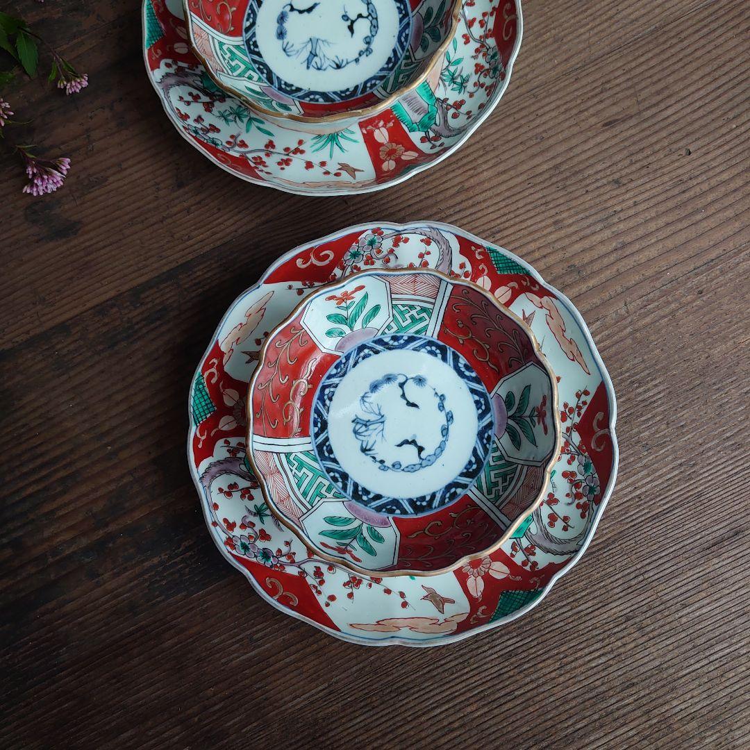 【ご成約】古伊万里 赤絵金彩 花文 なます皿と骨董の器 おまとめ