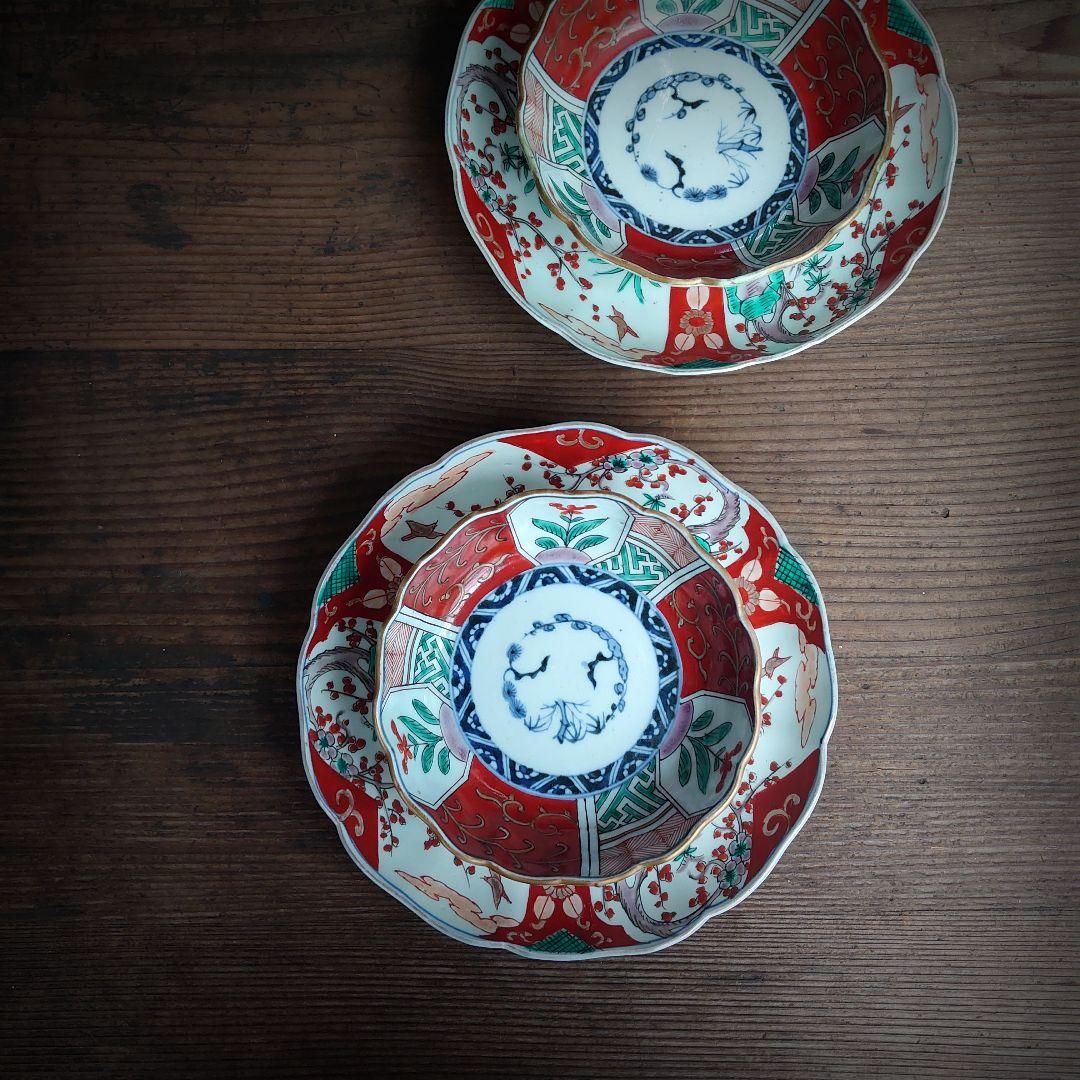 【ご成約】古伊万里 赤絵金彩 花文 なます皿と骨董の器 おまとめ