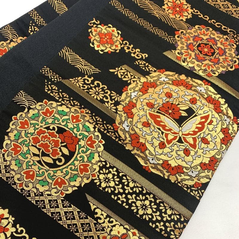 510ag12■七五三 七歳 女児 着物&袋帯&長襦袢 鴛鴦 金彩 花文■美品