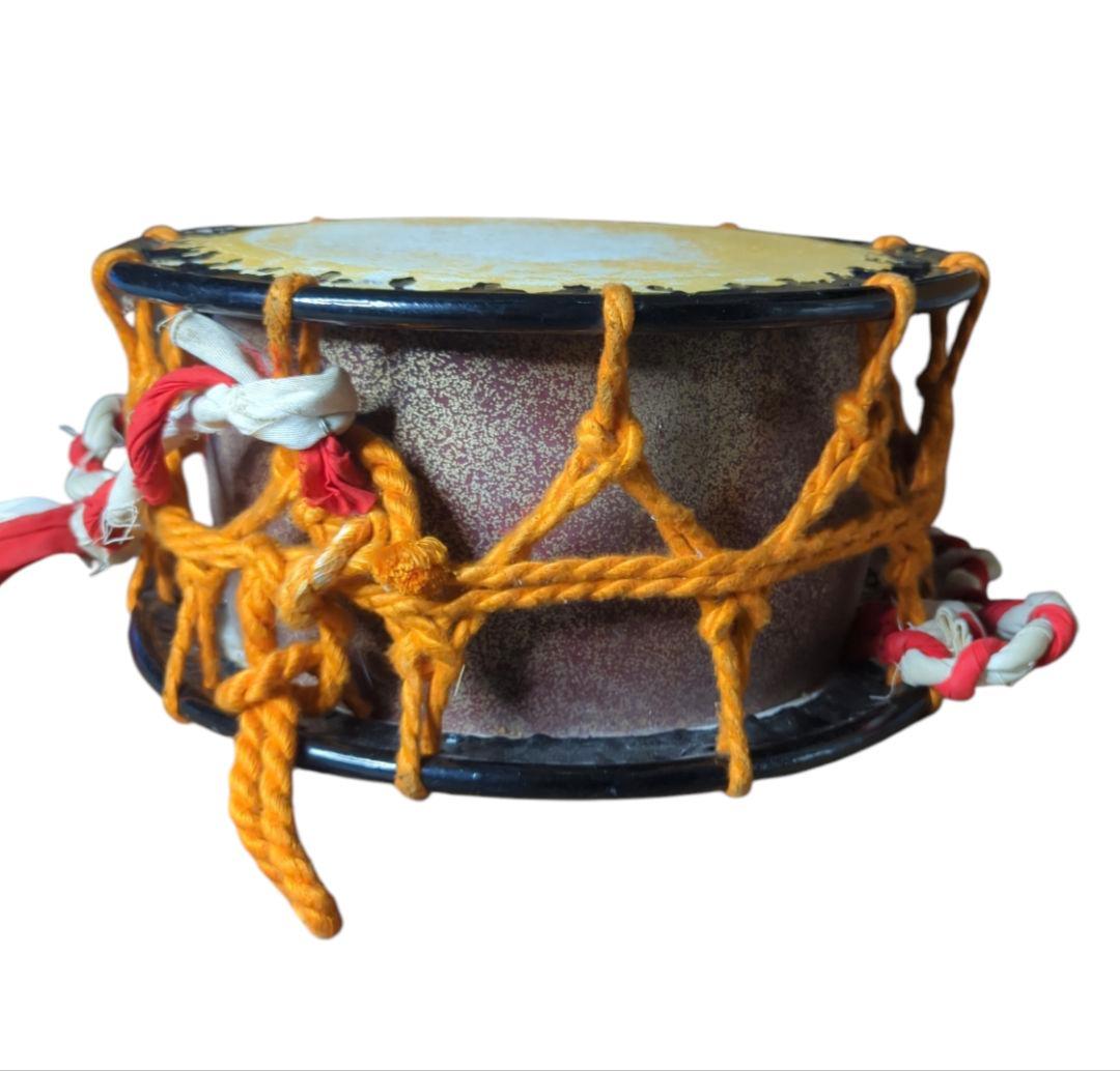 【希少】 締太鼓 紐締め バチ 2組 平太鼓 和太鼓 34.5cm