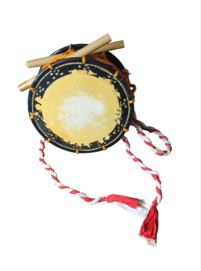 【希少】 締太鼓 紐締め バチ 2組 平太鼓 和太鼓 34.5cm